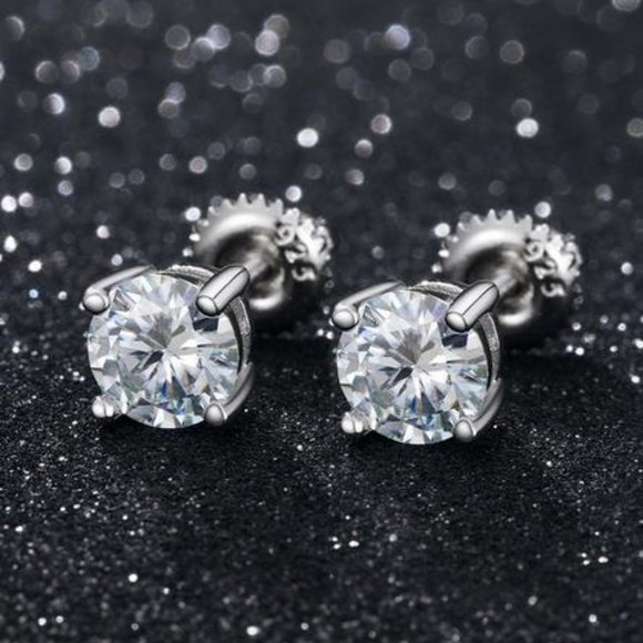 Certified 2ct. t.w. Moissanite Diamond Round Stud Earrings NEW A